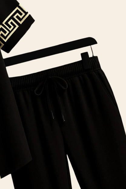 Black Border Men's Casual Half Sleeve Shirt and Full Pant Set - XPCRDF
