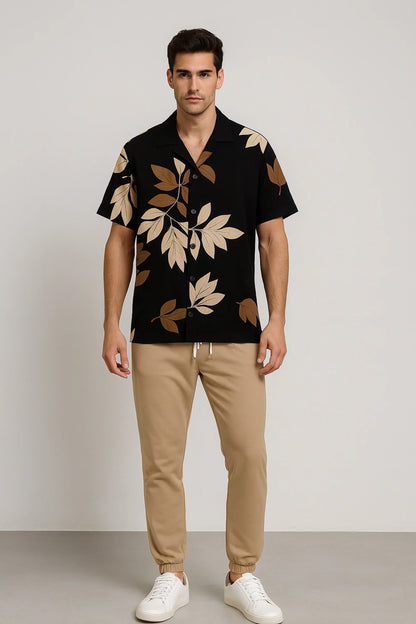 Black Leaf Men's Casual Half Sleeve Shirt and Full Pant Set - XPCRDF