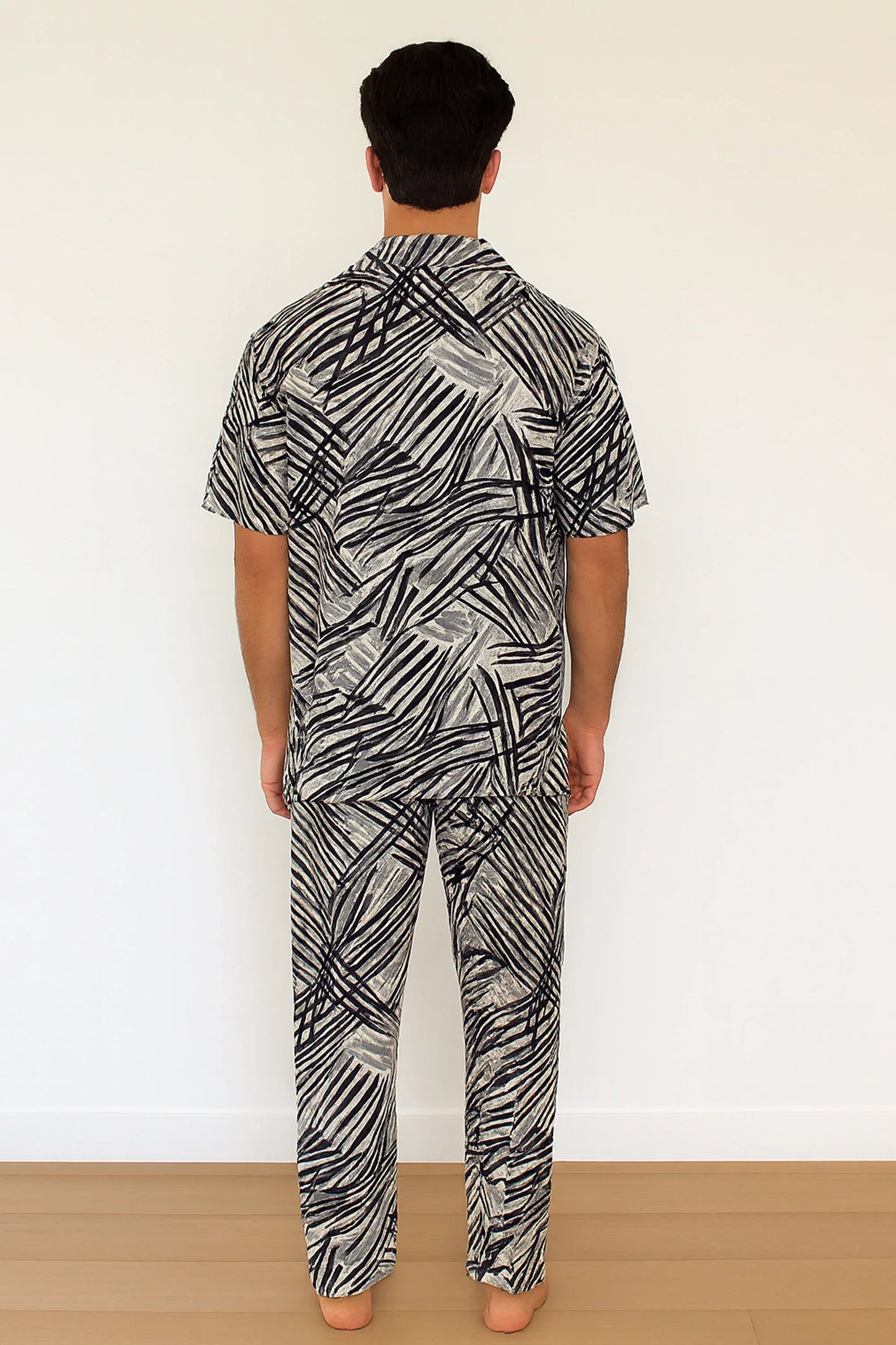 Black Scratch Men's Casual Half Sleeve Shirt and Full Pant Set - XPCRDF