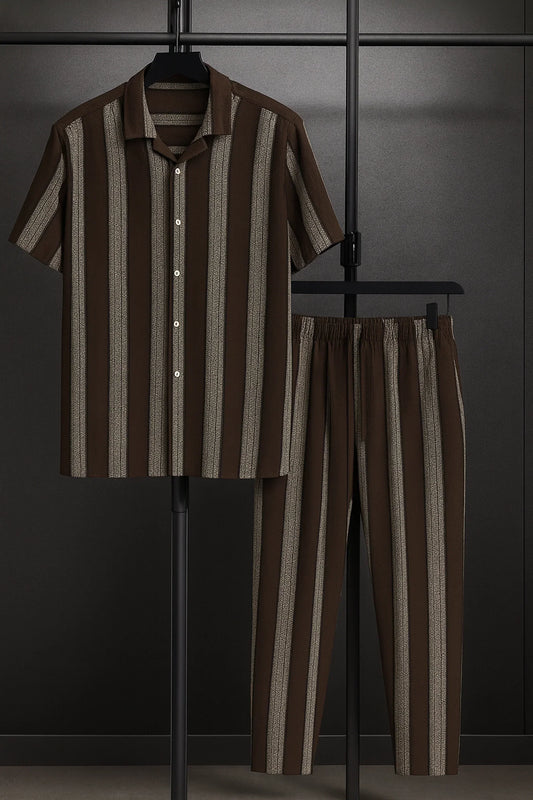 Brown Line Men's Casual Half Sleeve Shirt and Full Pant Set - XPCRDF