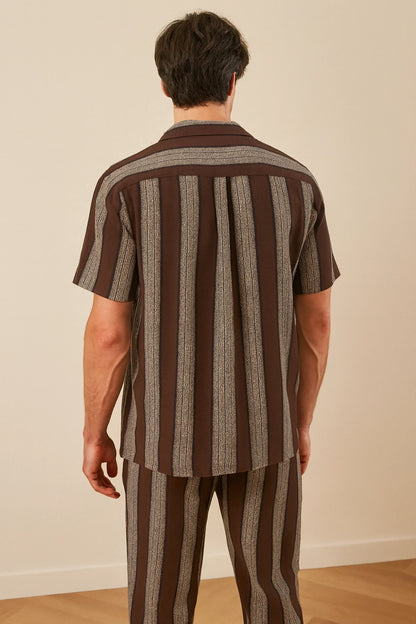 Brown Line Men's Casual Half Sleeve Shirt and Full Pant Set - XPCRDF