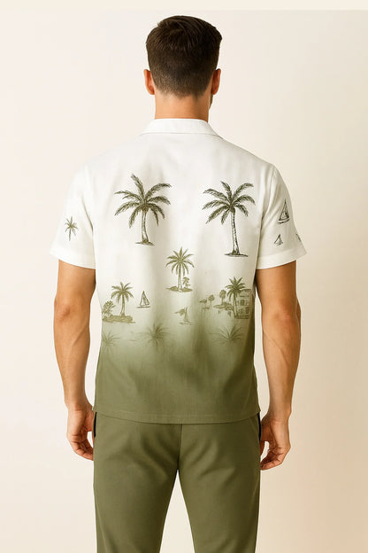 Green Shady Men's Casual Half Sleeve Shirt and Full Pant Set - XPCRDF