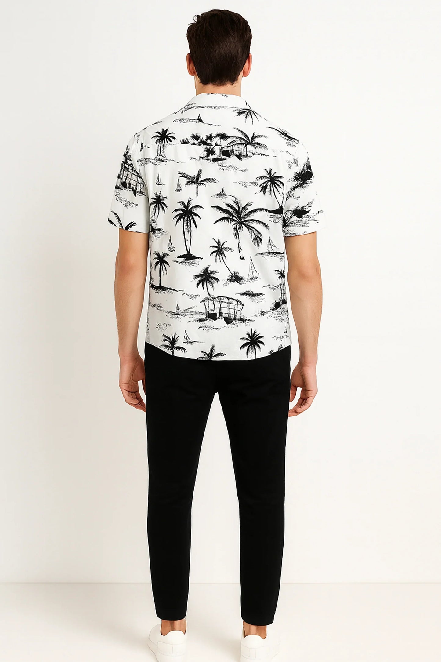 White Beach Men's Casual Half Sleeve Shirt and Full Pant Set - XPCRDF