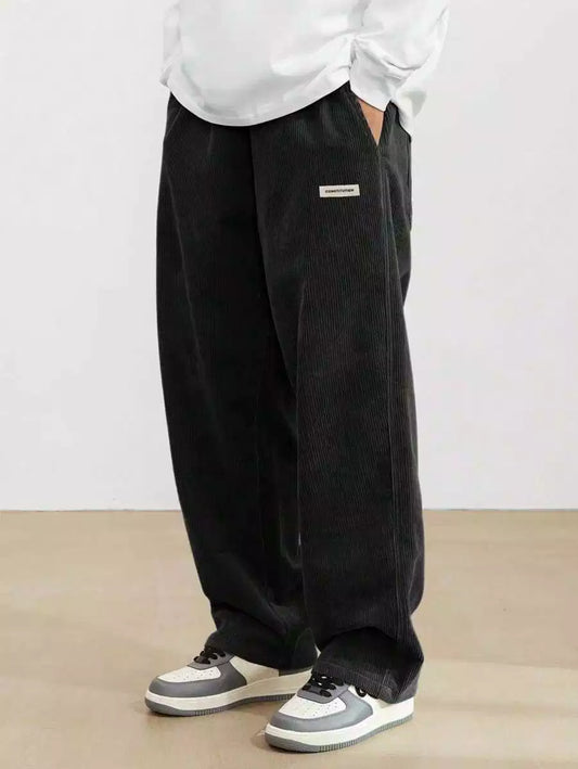 Black Color Mens Corduroy Cotton Pants Casual and Regular Fit Full size - XPPT
