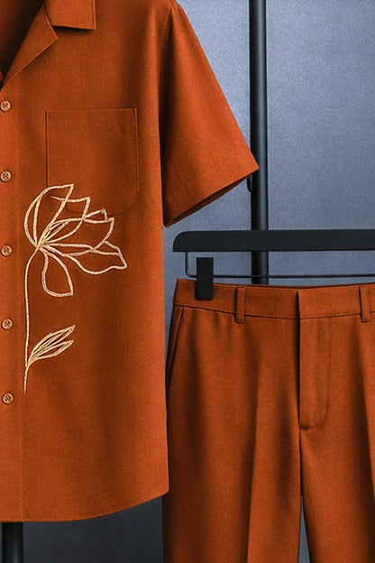 Classy Ember Flora Men's Casual Half Sleeve Shirt and Full Pant Set - XPCRDF