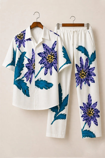 Purple Flower Mens Full Pant Co-ords - XPCRDF