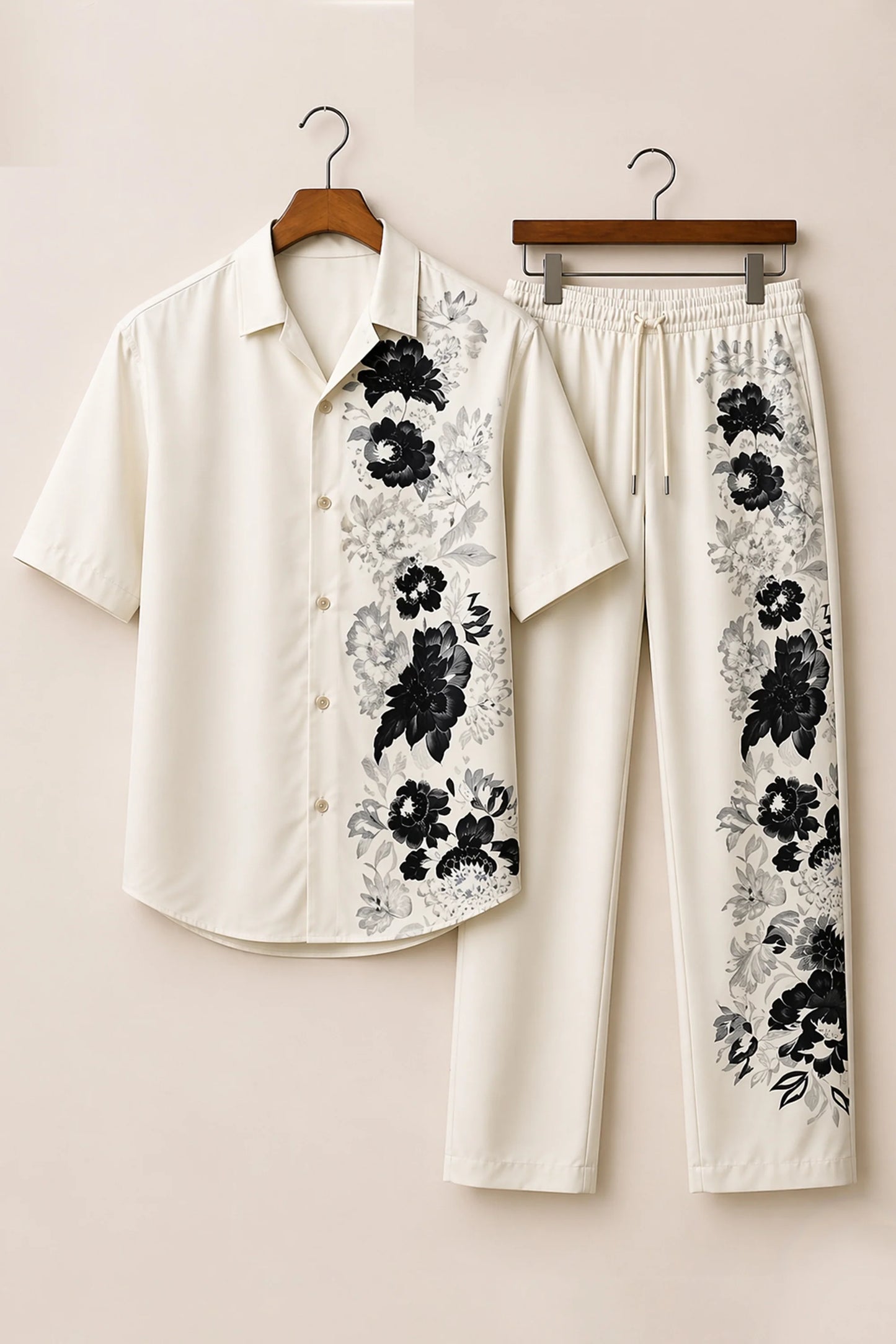Side Black Flower Mens Full Pant Co-ords - XPCRDF