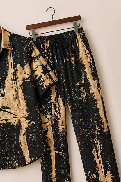 Yellow Black Scratch Mens Full Pant Co-ords - XPCRDF