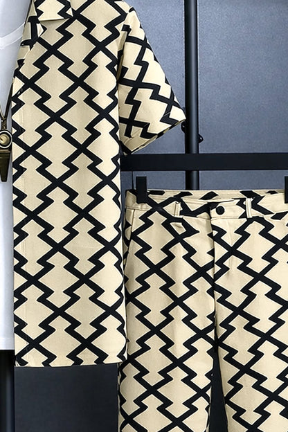 Classy Z Pattern Men's Casual Half Sleeve Shirt and Full Pant Set - XPCRDF